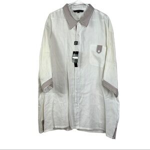 Bagazio Men's Dress Pants Cream Plaid White Two Piece Outfit Size 5X